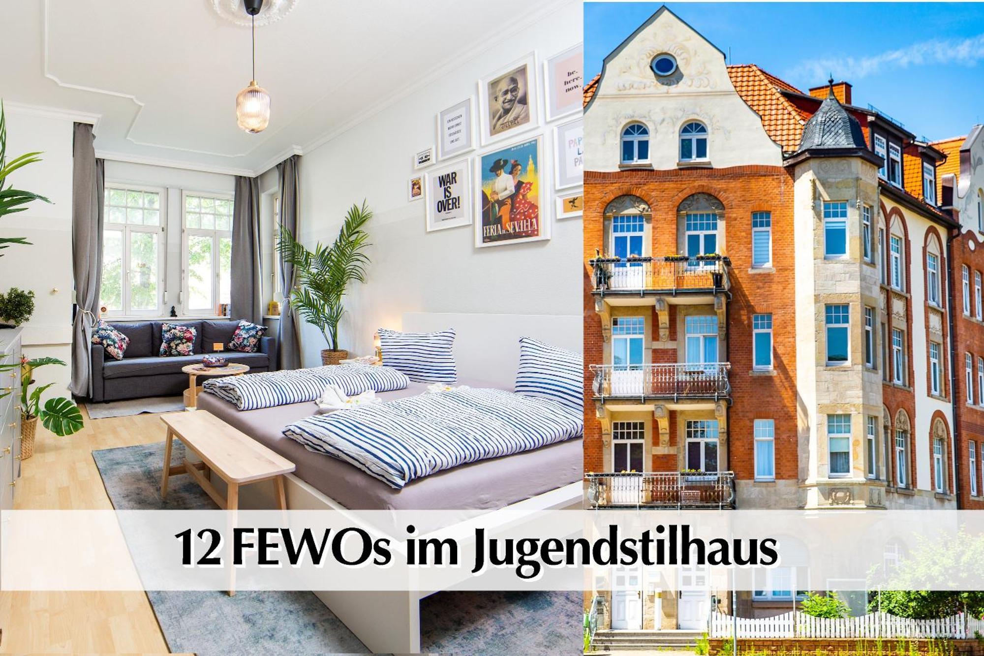 12 Fewos Im Jugendstilhaus Mit Aufzug, Kingsize Doppelbett, Smart-Tv, Etc 埃尔福特 外观 照片