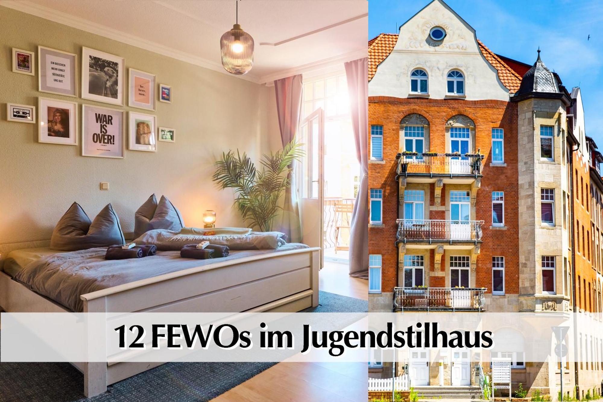 12 Fewos Im Jugendstilhaus Mit Aufzug, Terrasse, Kingsize-Bett, Smart-Tv, Etc 埃尔福特 外观 照片